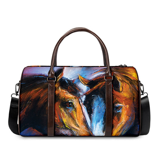 Couple Horses Painting Print Duffle Bag