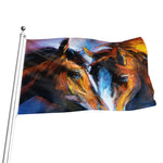 Couple Horses Painting Print Flag
