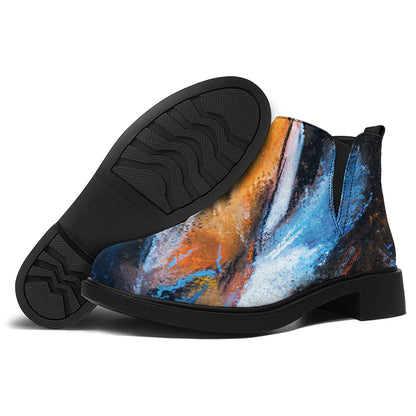 Couple Horses Painting Print Flat Ankle Boots