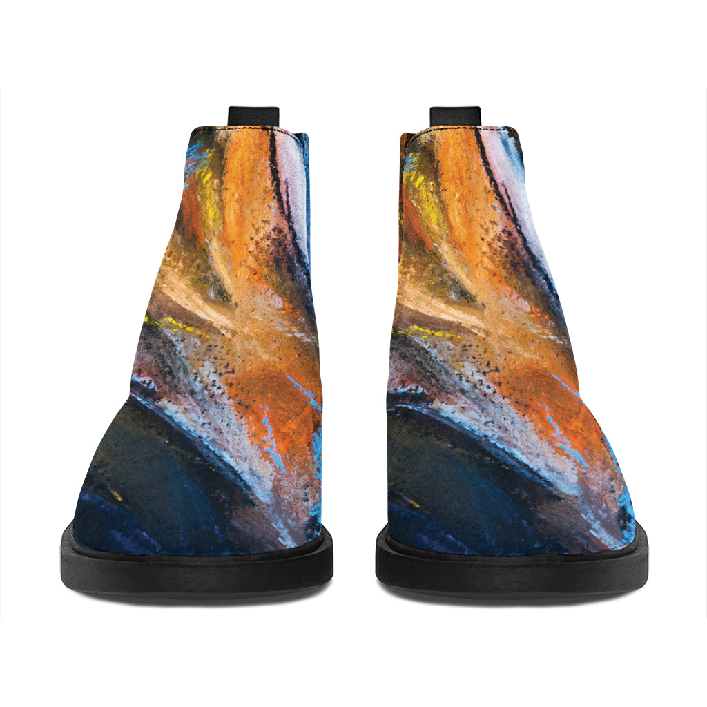 Couple Horses Painting Print Flat Ankle Boots