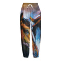 Couple Horses Painting Print Fleece Lined Knit Pants
