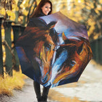 Couple Horses Painting Print Foldable Umbrella