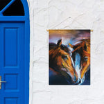Couple Horses Painting Print Garden Flag