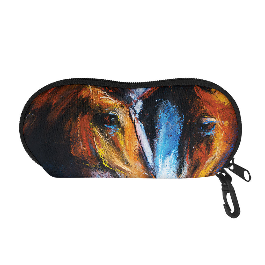 Couple Horses Painting Print Glasses Case