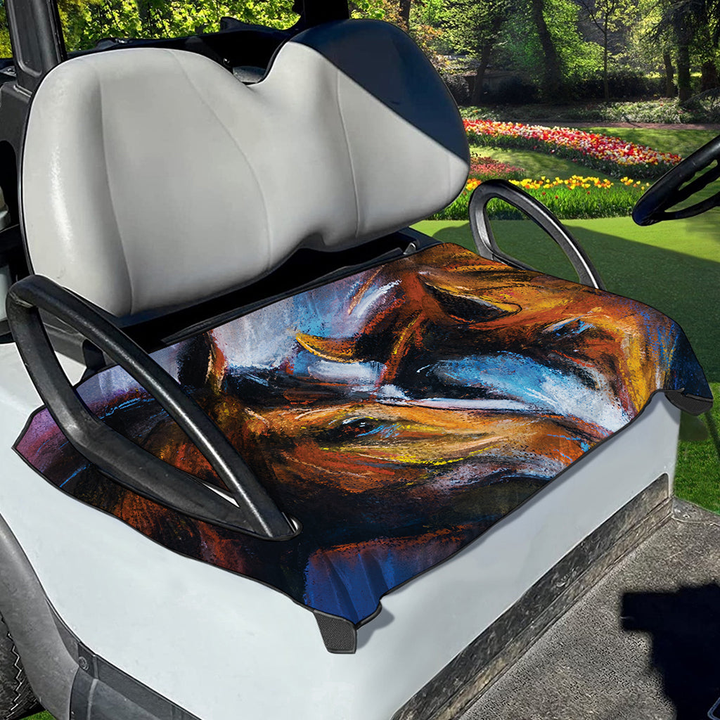 Couple Horses Painting Print Golf Cart Seat Cover