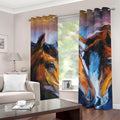 Couple Horses Painting Print Grommet Curtains