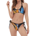 Couple Horses Painting Print Halter Scoop Tie Side Bikini