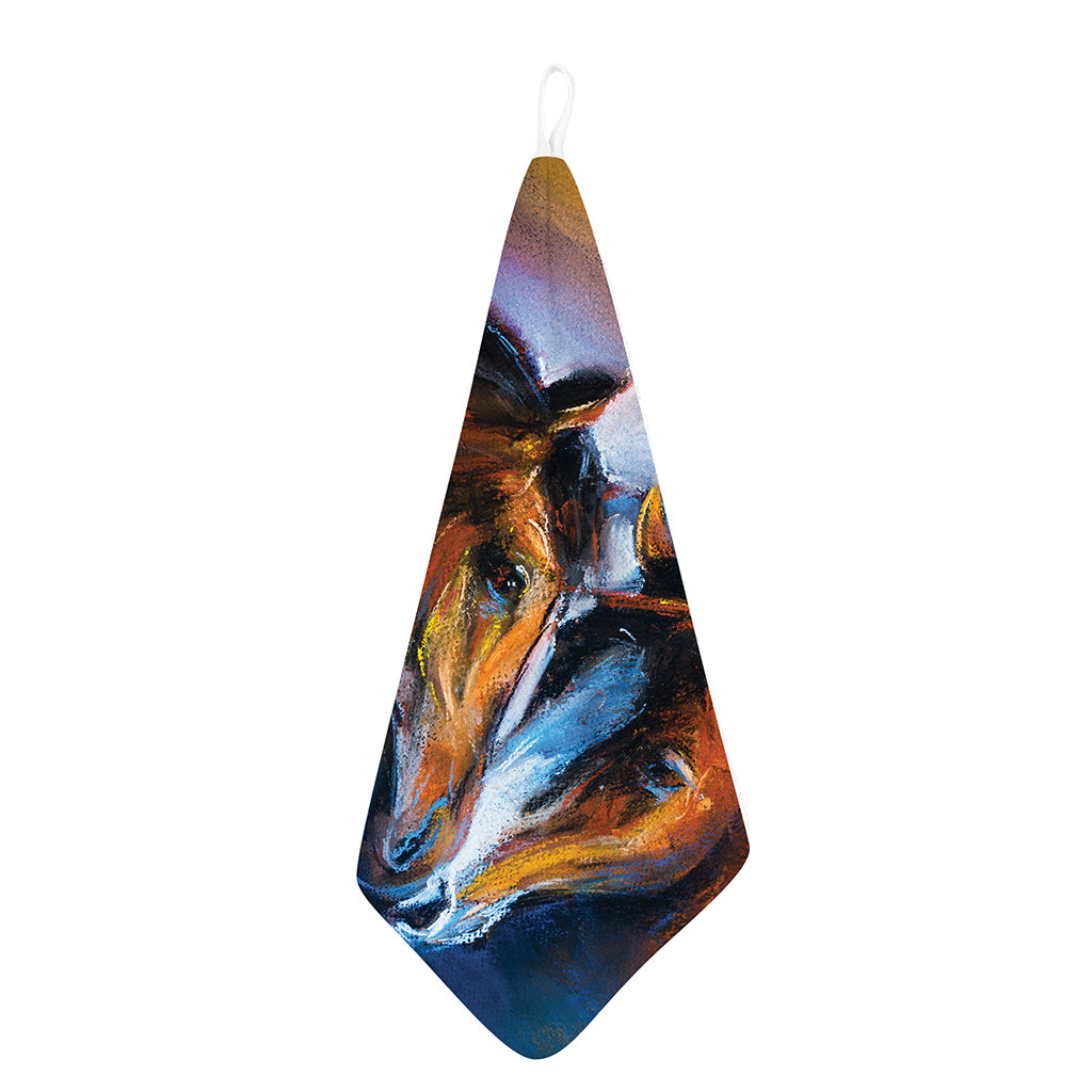 Couple Horses Painting Print Hand Towel