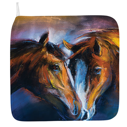 Couple Horses Painting Print Hand Towel