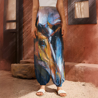 Couple Horses Painting Print Harem Pants