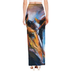 Couple Horses Painting Print High Slit Maxi Skirt