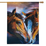 Couple Horses Painting Print House Flag