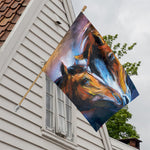 Couple Horses Painting Print House Flag