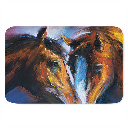 Couple Horses Painting Print Indoor Door Mat