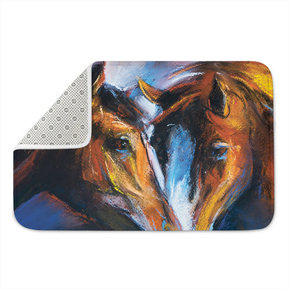 Couple Horses Painting Print Indoor Door Mat