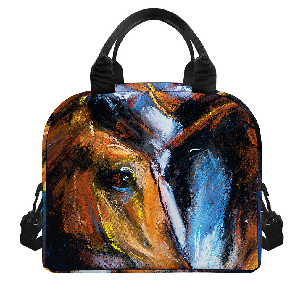 Couple Horses Painting Print Insulated Lunch Bag