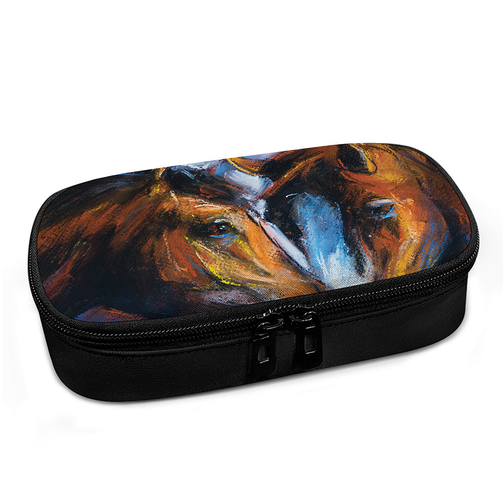 Couple Horses Painting Print Insulin Cooler Travel Case