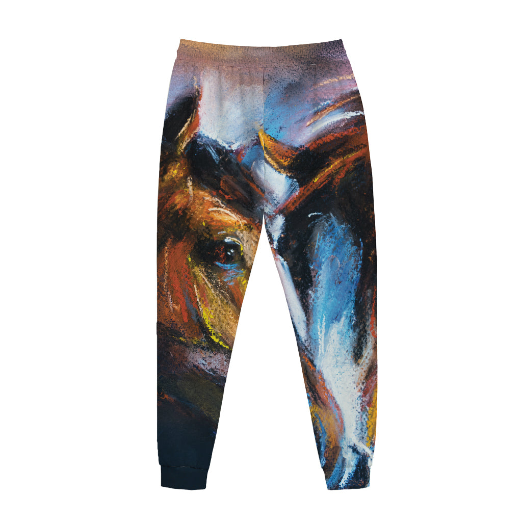Couple Horses Painting Print Jogger Pants