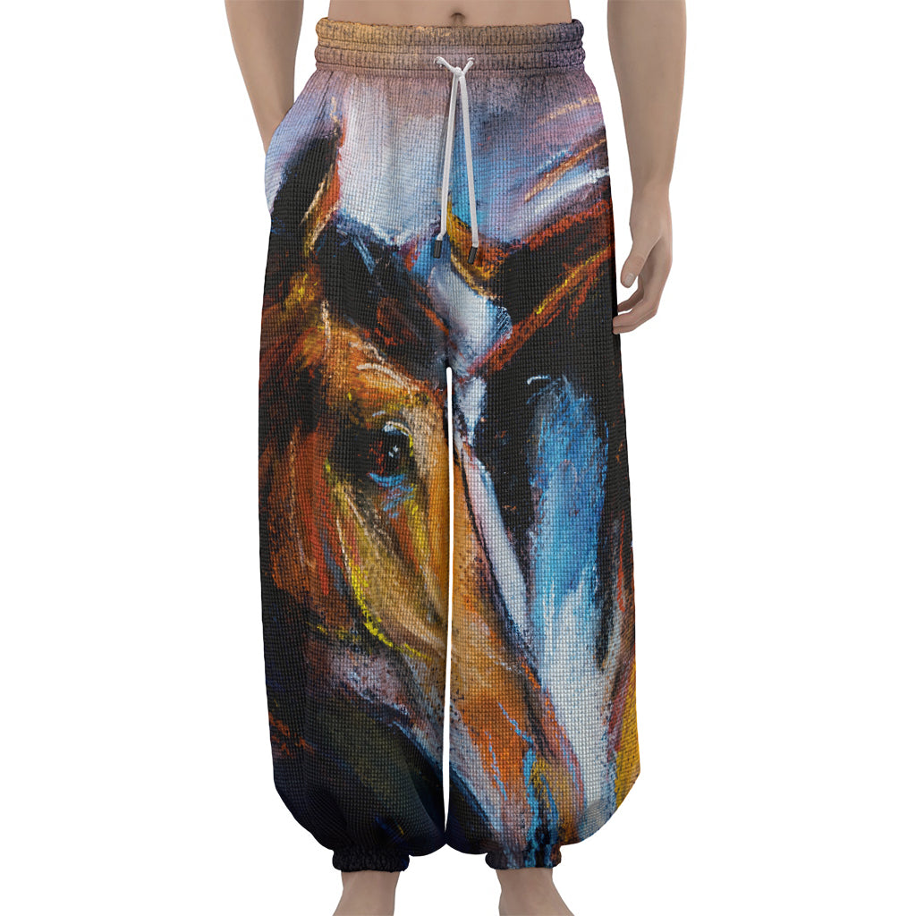 Couple Horses Painting Print Lantern Pants