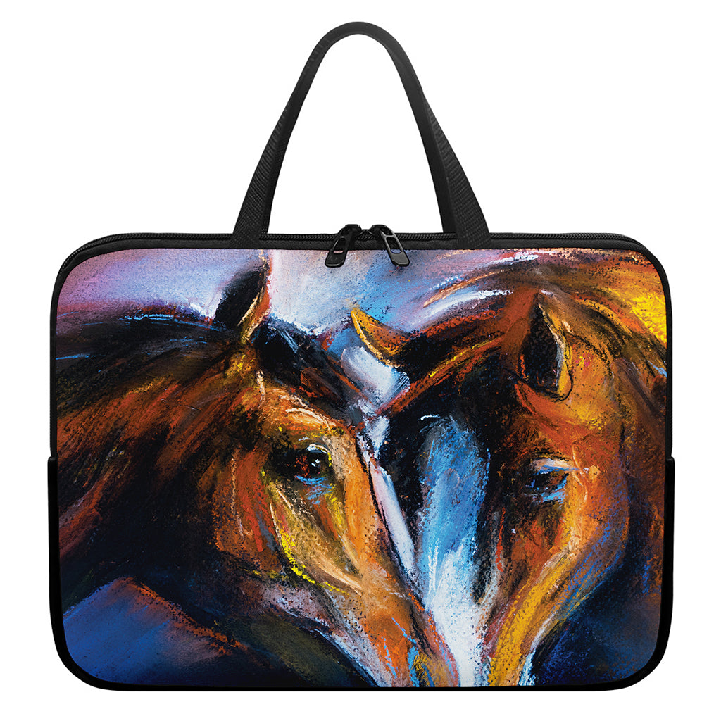Couple Horses Painting Print Laptop Sleeve With Handle