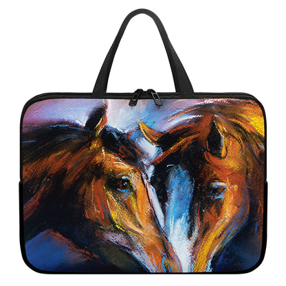 Couple Horses Painting Print Laptop Sleeve With Handle