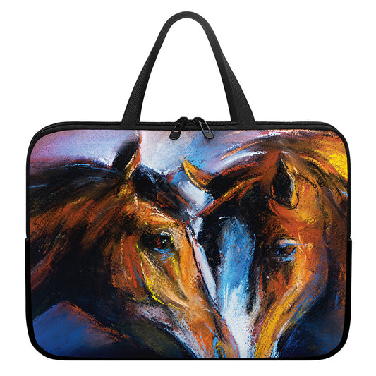 Couple Horses Painting Print Laptop Sleeve With Handle