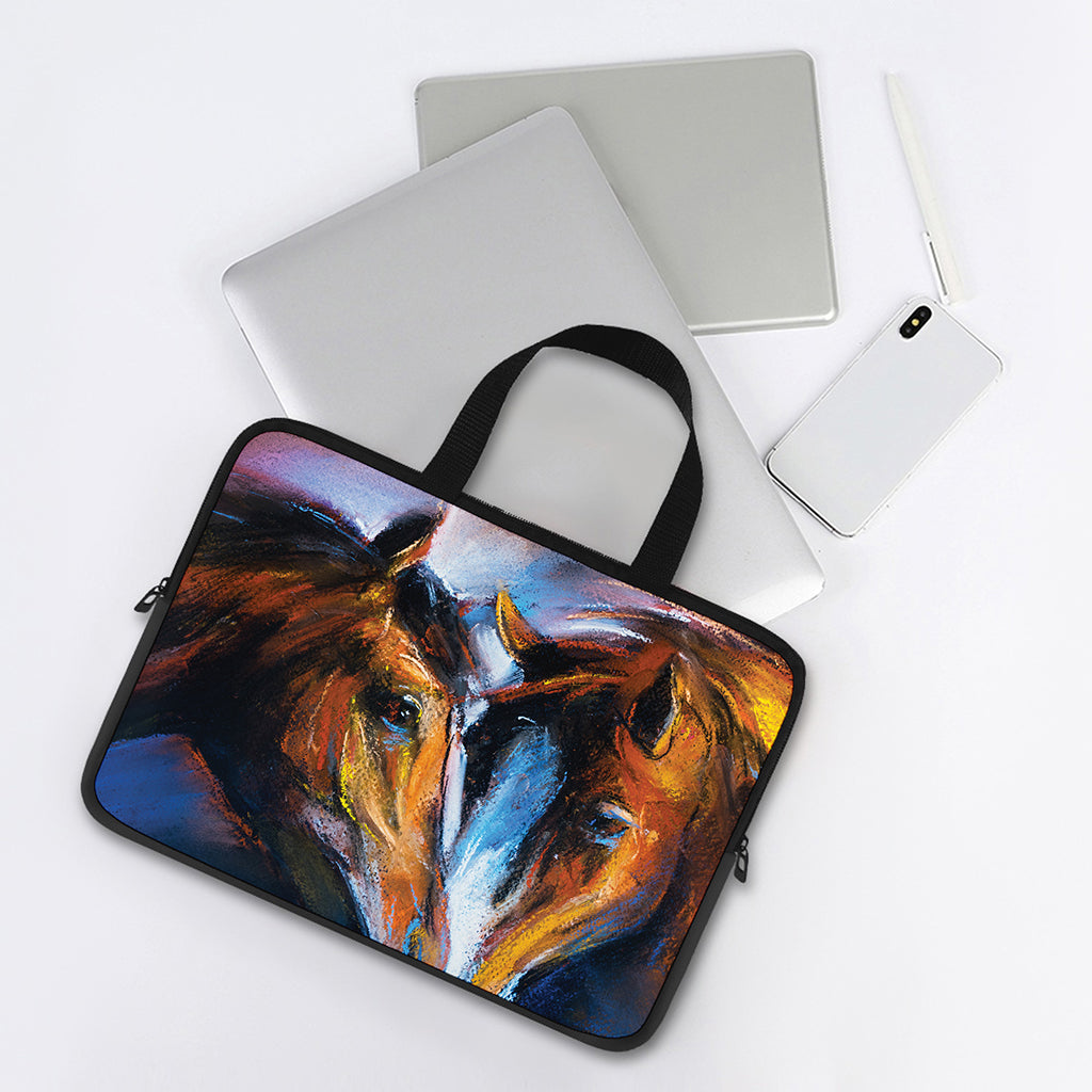 Couple Horses Painting Print Laptop Sleeve With Handle