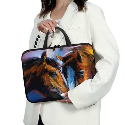Couple Horses Painting Print Laptop Sleeve With Handle