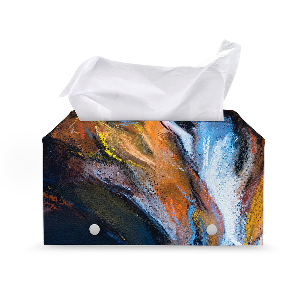 Couple Horses Painting Print Leather Tissue Box Cover