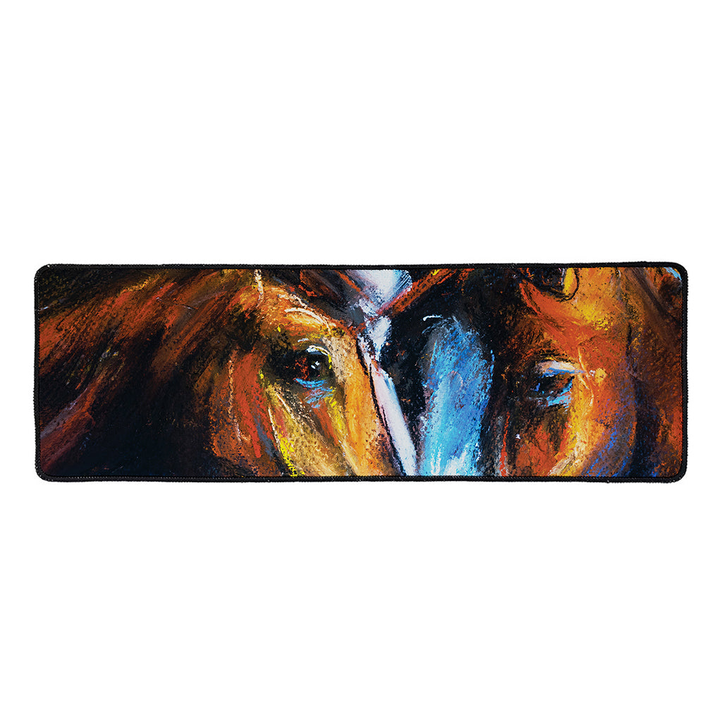 Couple Horses Painting Print Long Kitchen Mat