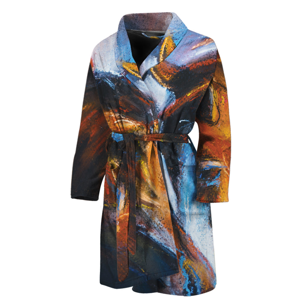 Couple Horses Painting Print Men's Bathrobe
