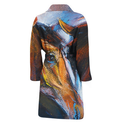 Couple Horses Painting Print Men's Bathrobe