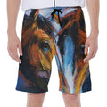 Couple Horses Painting Print Men's Beach Shorts