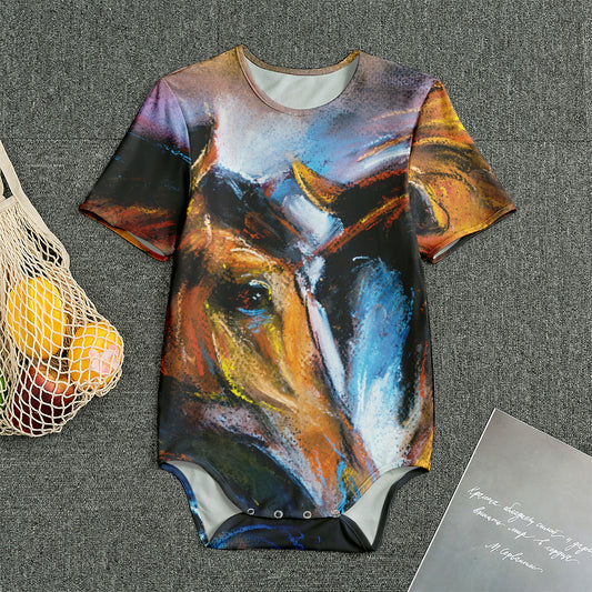 Couple Horses Painting Print Men's Bodysuit