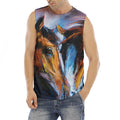 Couple Horses Painting Print Men's Fitness Tank Top