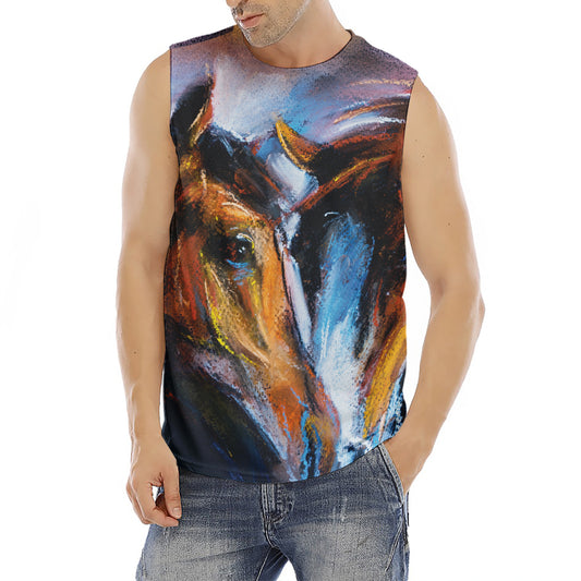 Couple Horses Painting Print Men's Fitness Tank Top