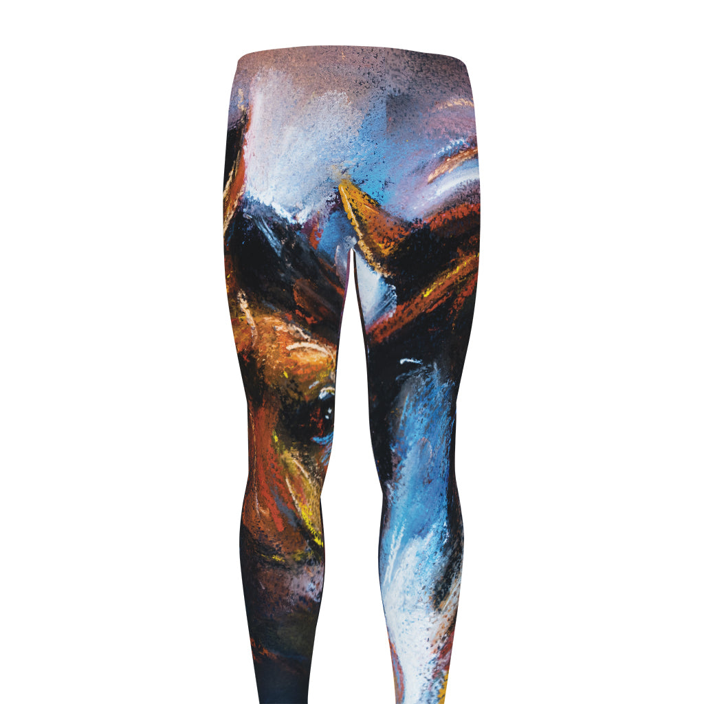 Couple Horses Painting Print Men's leggings