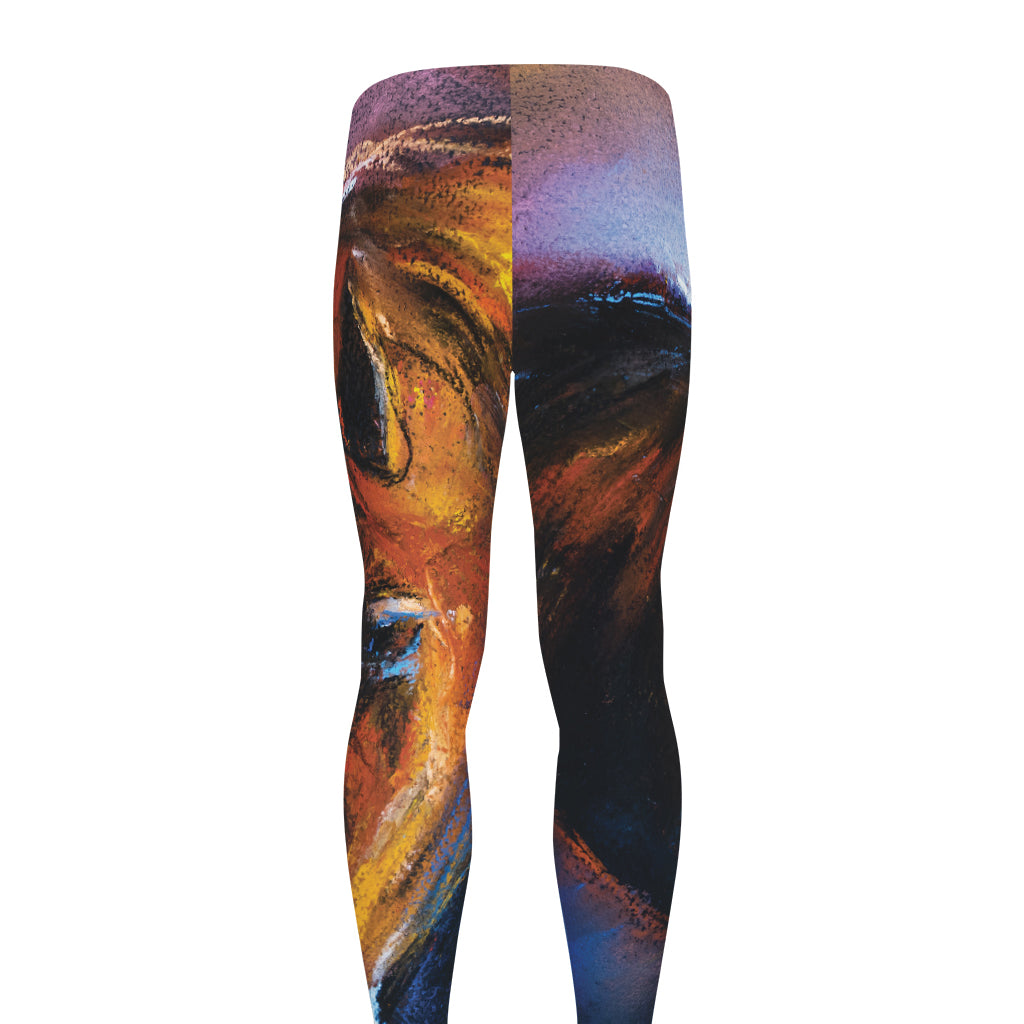 Couple Horses Painting Print Men's leggings
