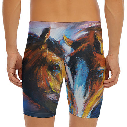 Couple Horses Painting Print Men's Long Boxer Briefs