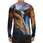 Couple Horses Painting Print Men's Long Sleeve Rash Guard