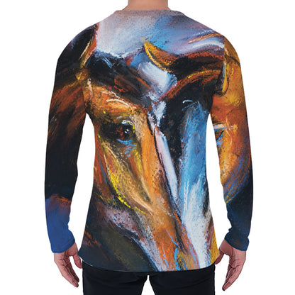 Couple Horses Painting Print Men's Long Sleeve T-Shirt