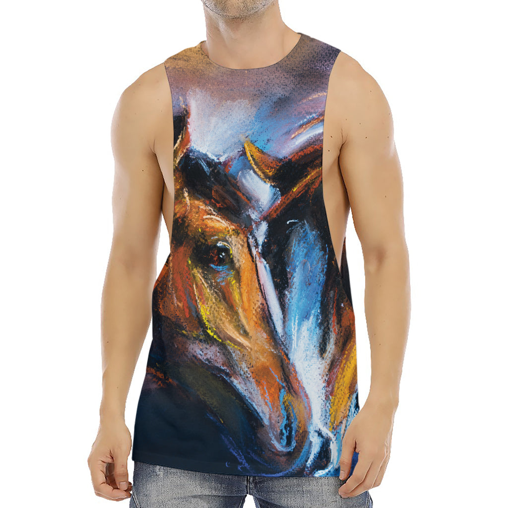 Couple Horses Painting Print Men's Muscle Tank Top