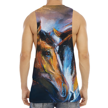 Couple Horses Painting Print Men's Muscle Tank Top