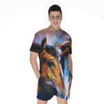Couple Horses Painting Print Men's Rompers