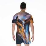 Couple Horses Painting Print Men's Rompers