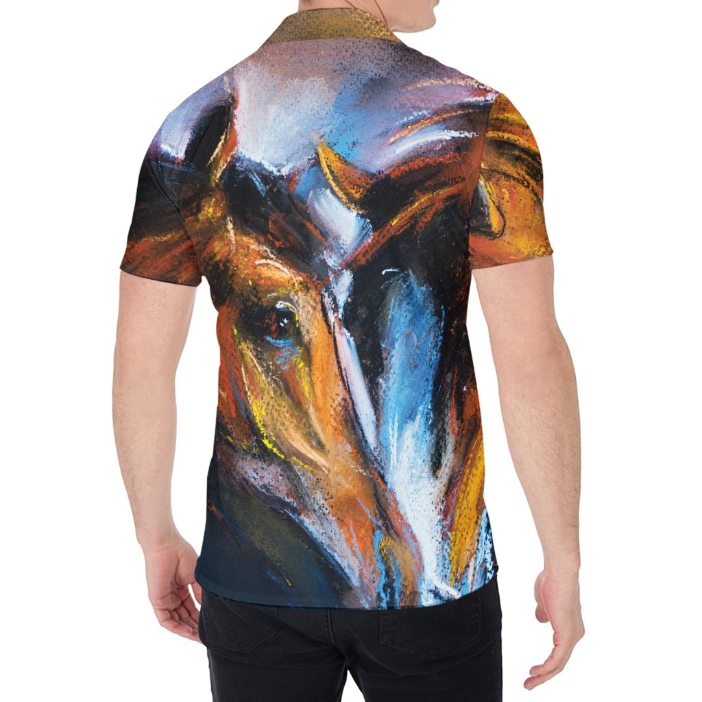 Couple Horses Painting Print Men's Shirt