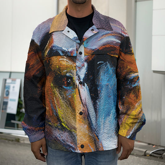 Couple Horses Painting Print Men's Shirt Jacket