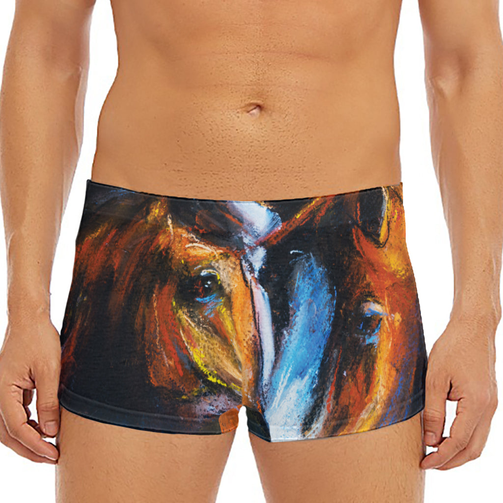 Couple Horses Painting Print Men's Short Boxer Briefs