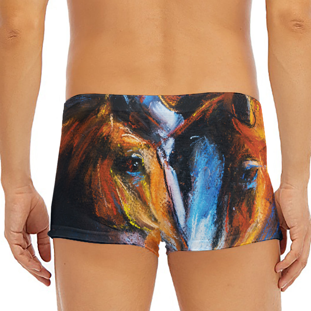 Couple Horses Painting Print Men's Short Boxer Briefs