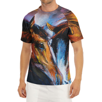 Couple Horses Painting Print Men's Short Sleeve Rash Guard